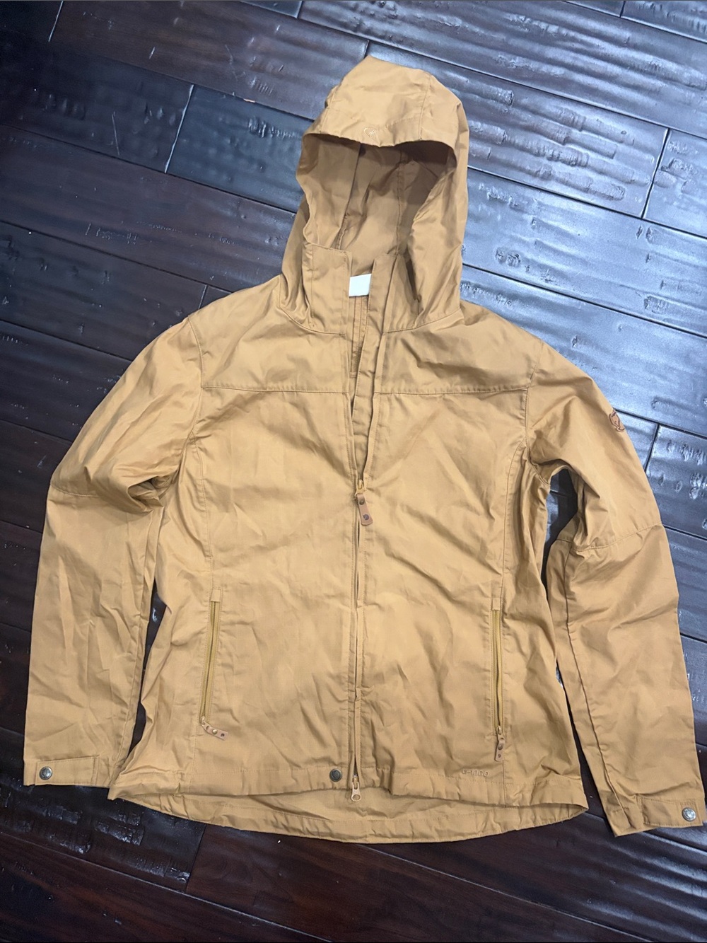Fjallraven Hooded Windbreaker Jacket in Camel/Tan
